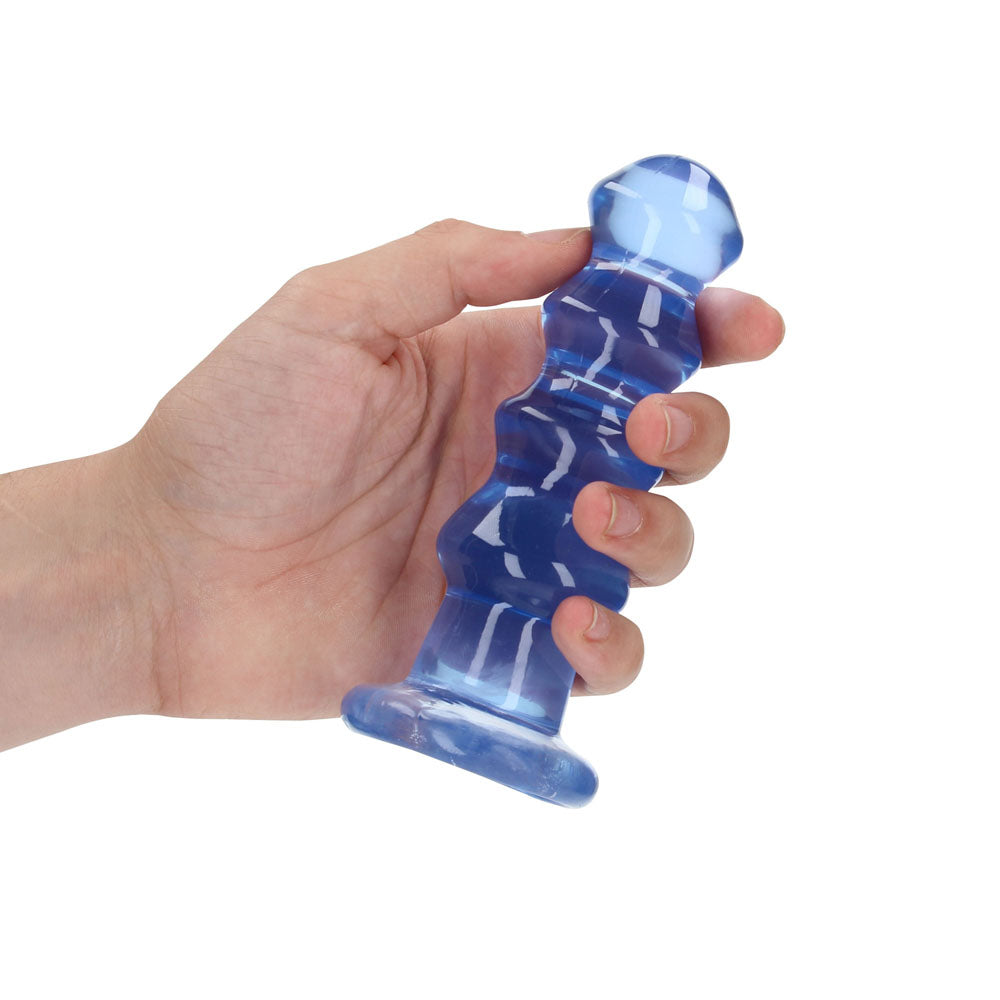 REALROCK Anal Plug – Curvy Design, Body-Safe Silicone – Blue – 14 cm
