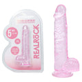 REALROCK 5'' Crystal Clear Dildo with Balls – Pink (Body-Safe, 14.7 cm, Realistic Design)