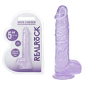 REALROCK 5'' Crystal Clear Dildo with Balls - Purple (Body-Safe, 14.7 cm, Gender-Neutral)