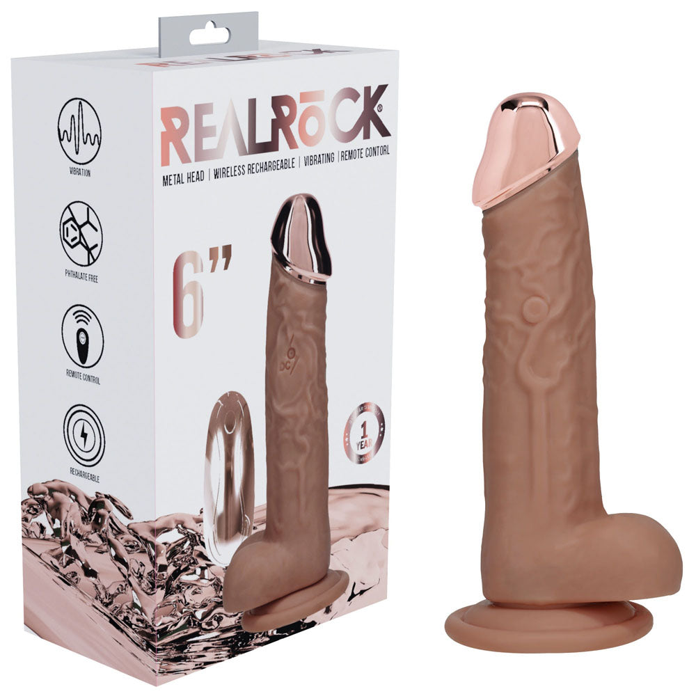 REALROCK DONG – Rechargeable, Metal Head – Tan – 16.2 cm