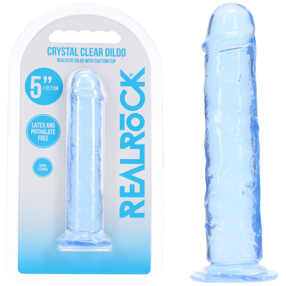 REALROCK crystal clear blue 5 inch slim dildo