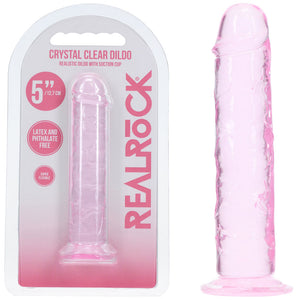 REALROCK crystal clear pink 5 inch slim dildo