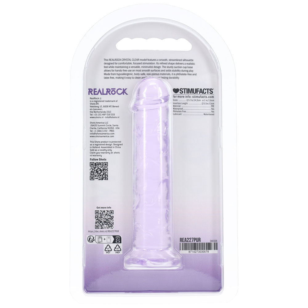 REALROCK crystal clear purple 5 inch slim dildo – image 7