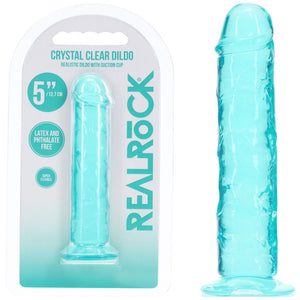 REALROCK crystal clear turquoise 5 inch slim dildo
