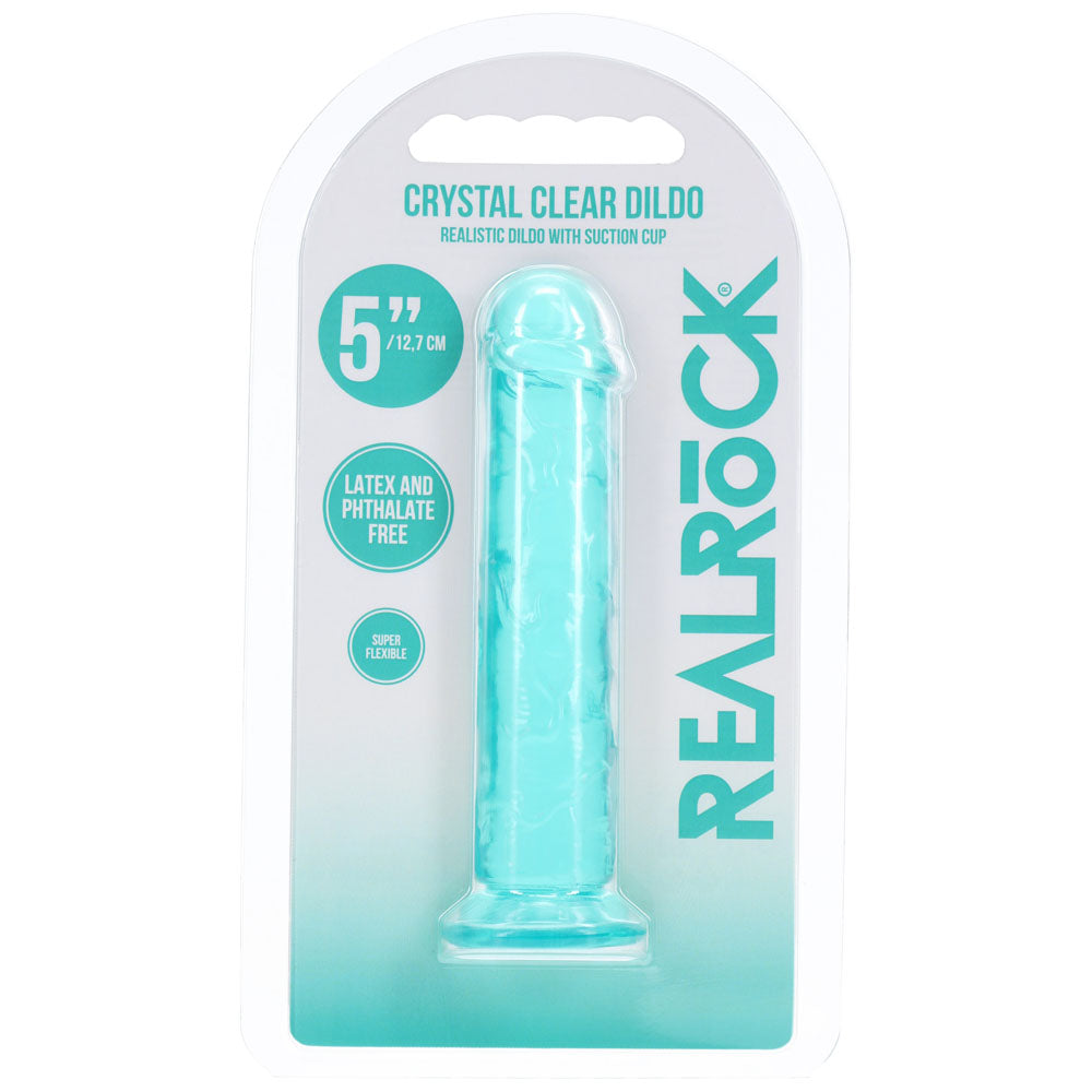 REALROCK crystal clear turquoise 5 inch slim dildo – image 6