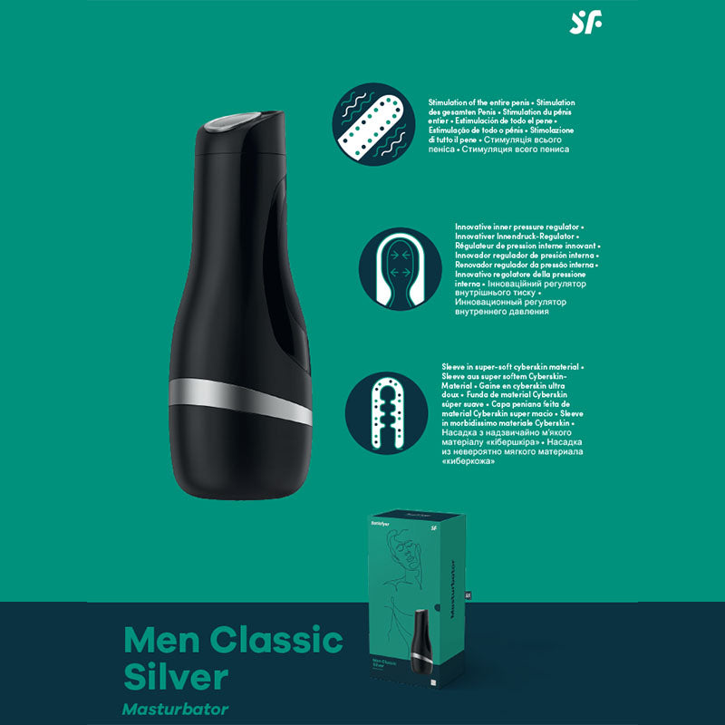 Satisfyer Masturbator – Premium, Compact Design – Black/Silver