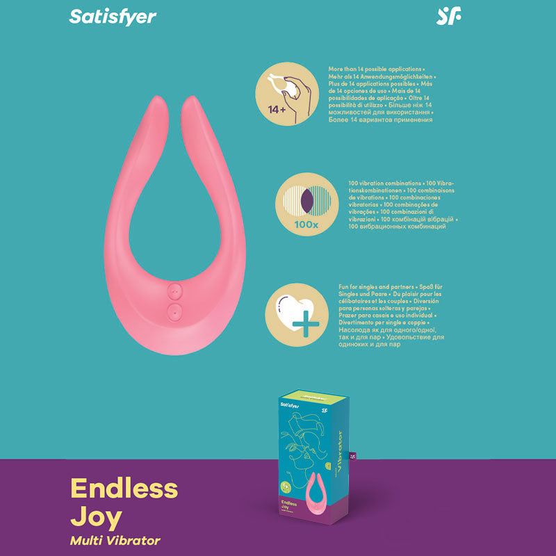 Satisfyer Endless Joy - Pink USB Rechargeable Couples Stimulator (Body-Safe, Ergonomic Design)