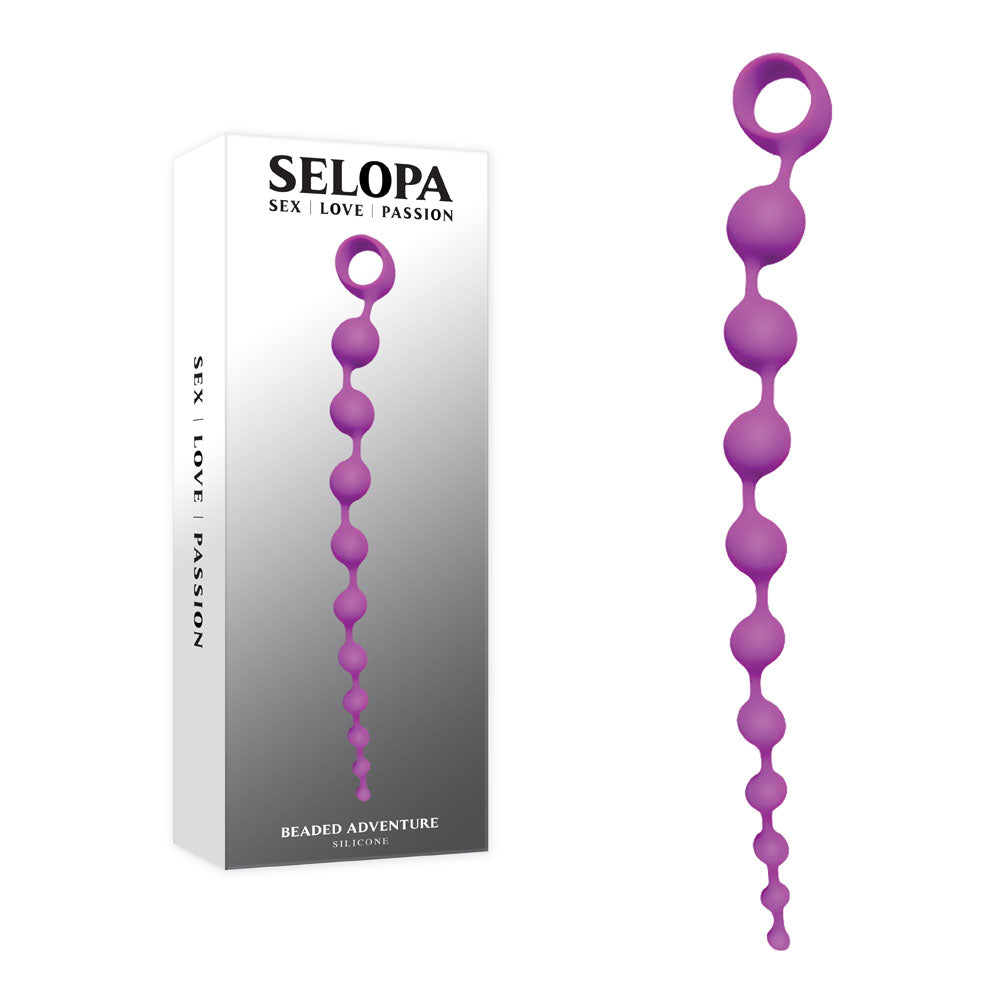 Selopa Anal Beads – Beaded Design – Body-Safe Silicone – Purple – 35.5 cm