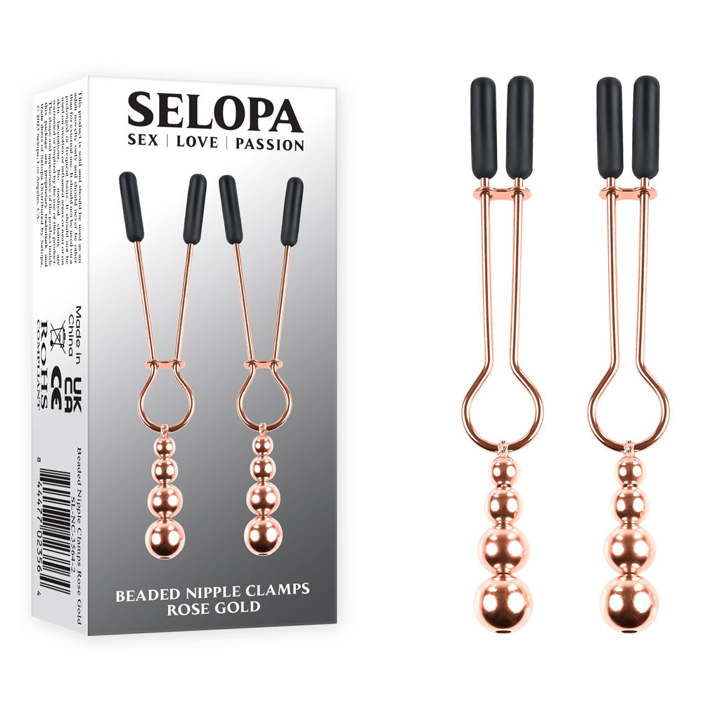 Selopa Bondage Toys – Beaded Nipple Clamps – Rose Gold – Set of 2
