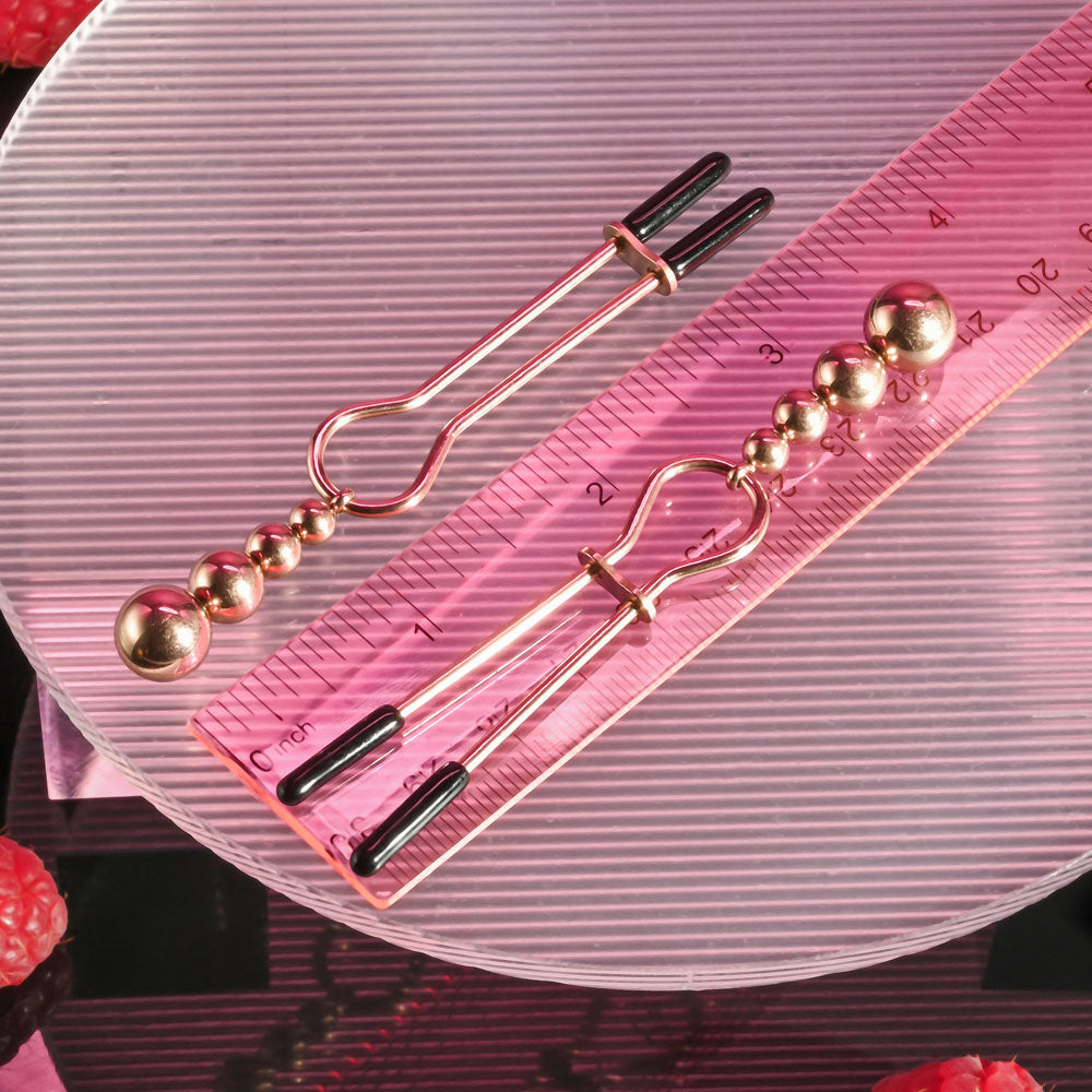 Selopa Bondage Toys – Beaded Nipple Clamps – Rose Gold – Set of 2