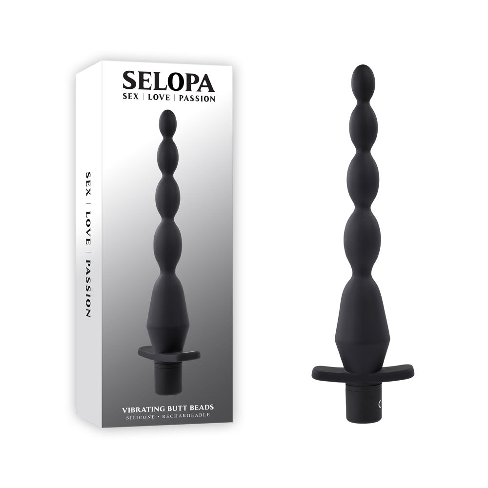 Selopa Anal Beads – Rechargeable, Body-Safe Silicone – Black – 22 cm