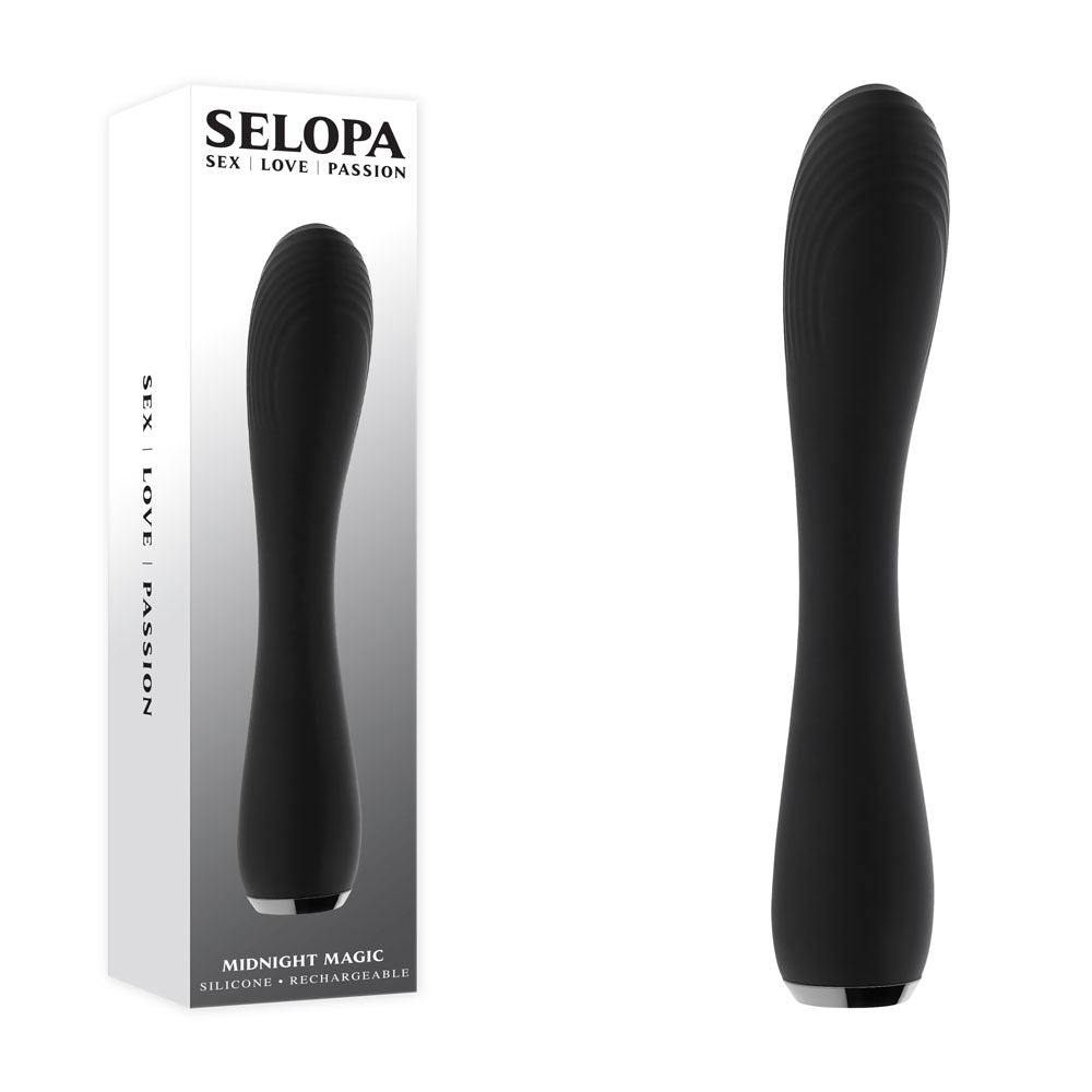 Selopa Vibrator – USB Rechargeable, Body-Safe Silicone – Black – 20.2 cm
