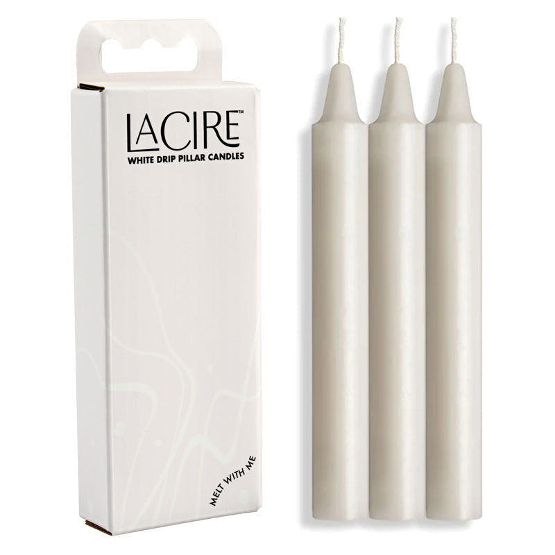 LaCire Drip Pillar Candles - Set of 3 - Elegant White Drip Candles for Home Décor and Relaxation