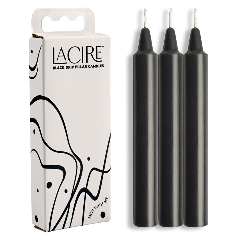 LaCire Drip Pillar Candles - Black Drip Candles Set of 3 - Eco-Friendly, Handmade, and Long-Lasting