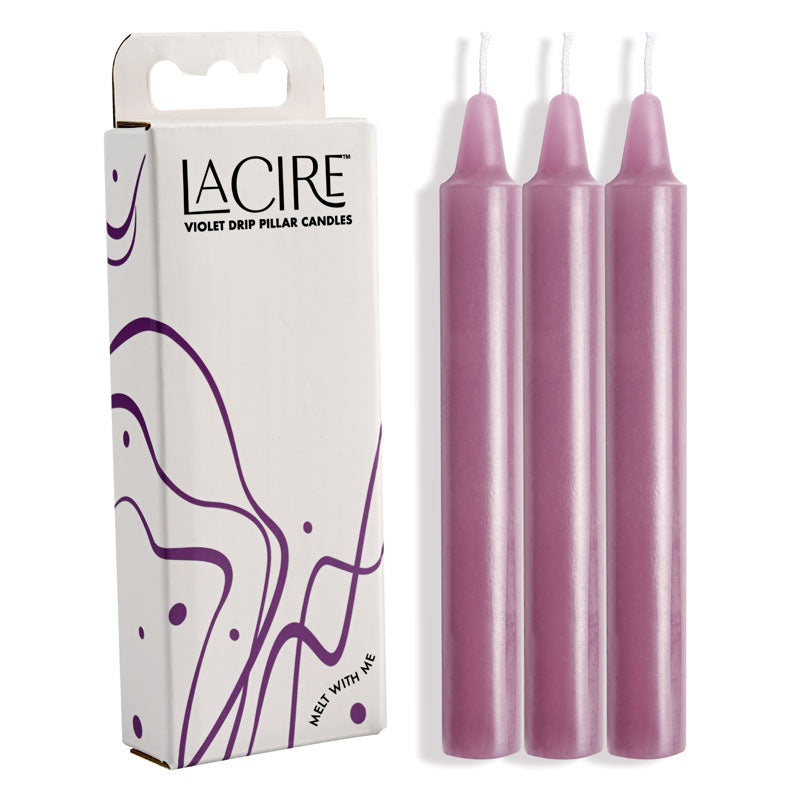 LaCire Drip Pillar Candles - Set of 3 - Violet Drip Candles for Relaxation and Wellness