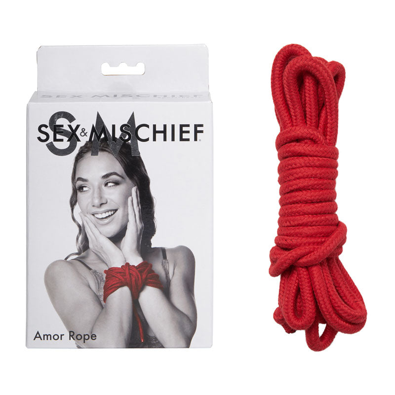 Sex & Mischief Amor Bondage Rope Set - 2 Red Ropes (4.5 m Each) for Couples' Play