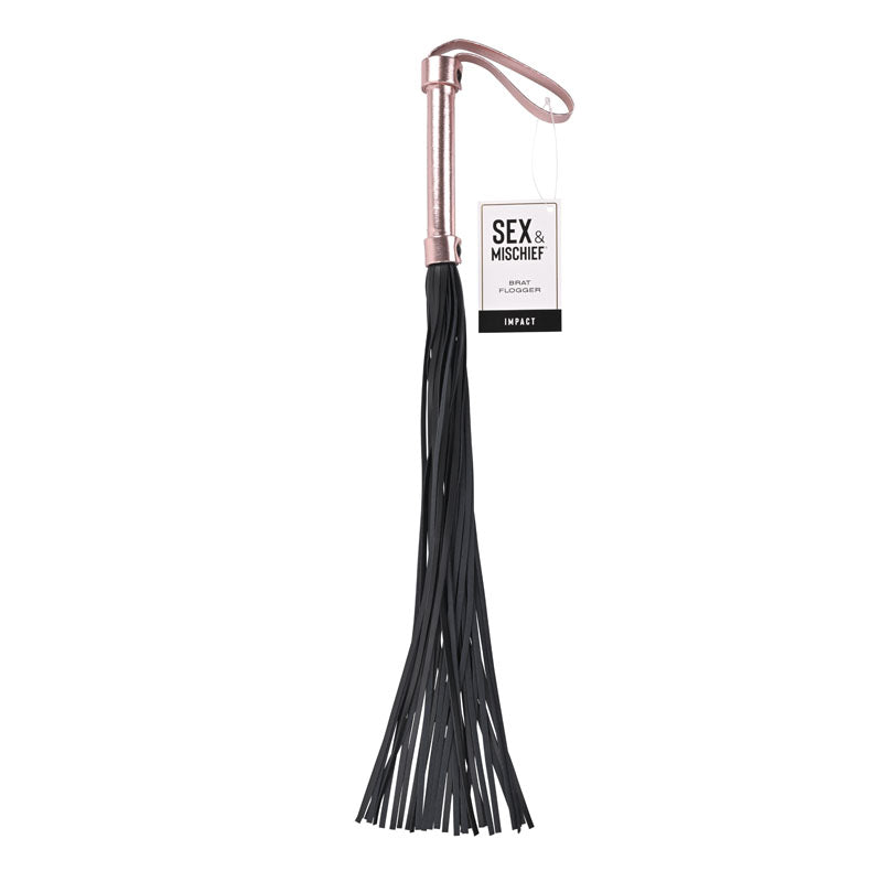 Sex & Mischief Brat rose gold and black flogger