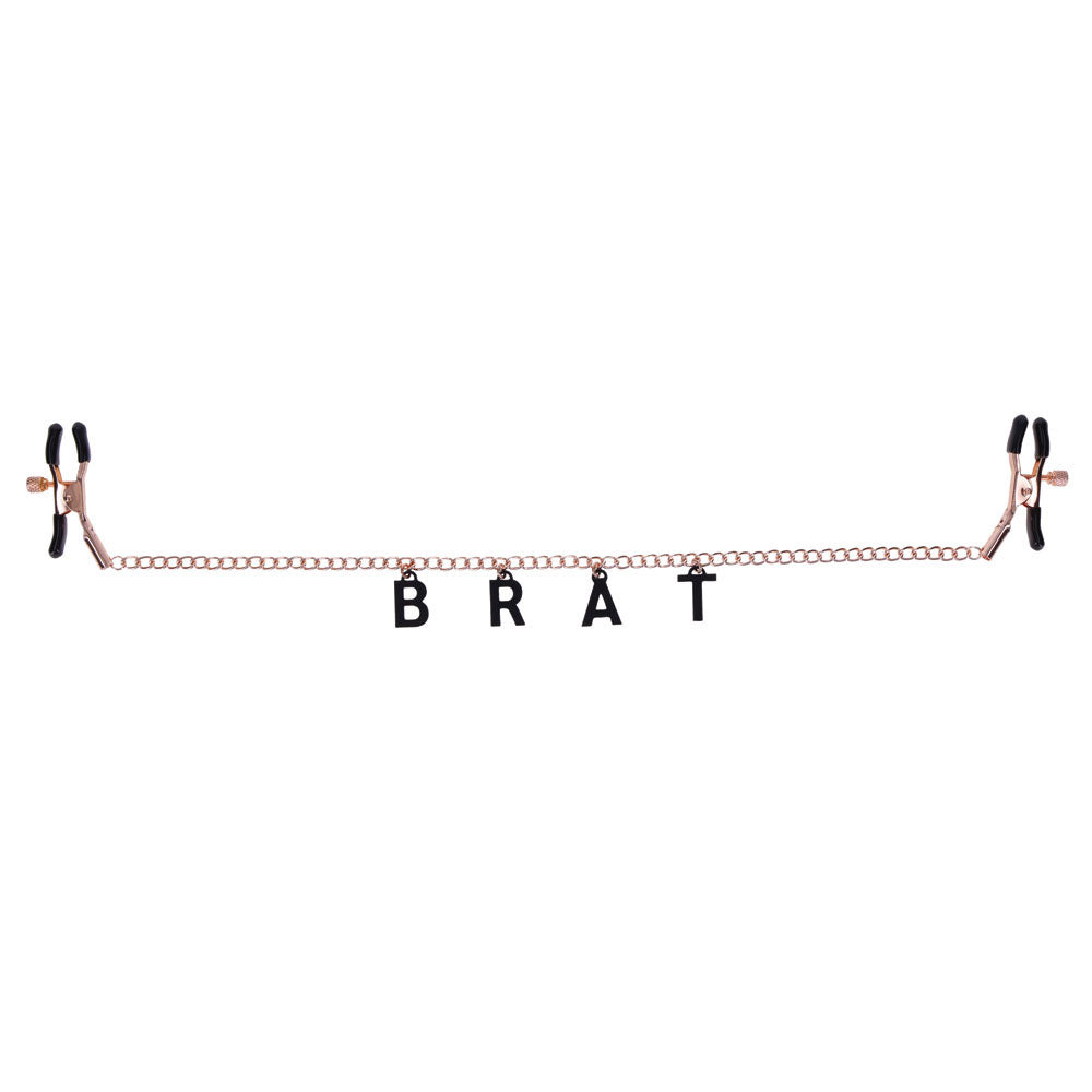 Sex & Mischief Brat rose gold nipple clamps with chain – image 3