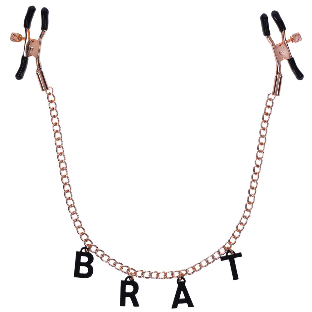 Sex & Mischief Brat rose gold nipple clamps with chain – image 4