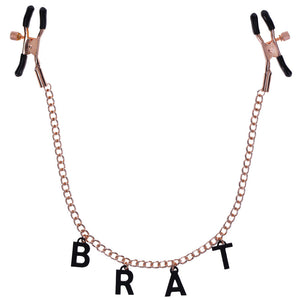 Sex & Mischief Brat rose gold nipple clamps with chain – image 4