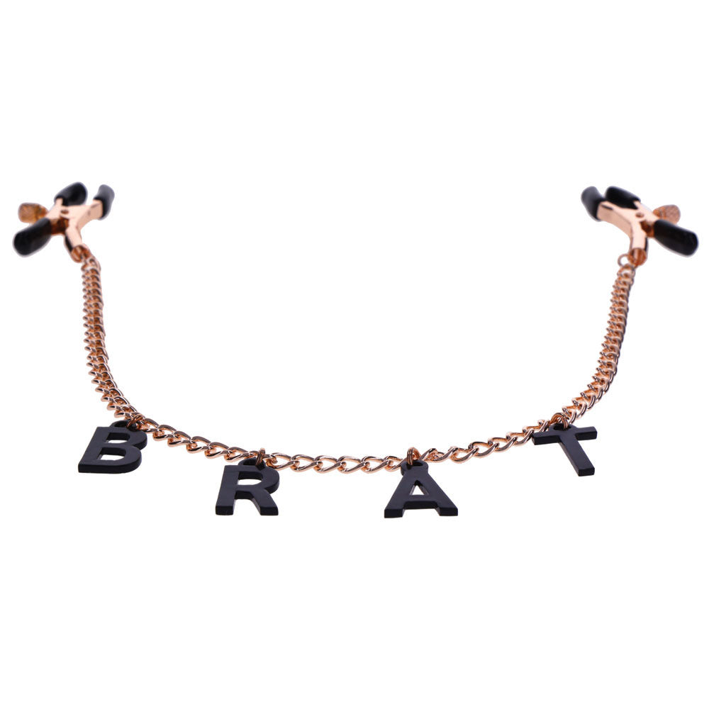 Sex & Mischief Brat rose gold nipple clamps with chain – image 5
