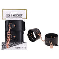 Sex & Mischief Bondage Cuffs – Locking, Durable Material – Black/Rose Gold
