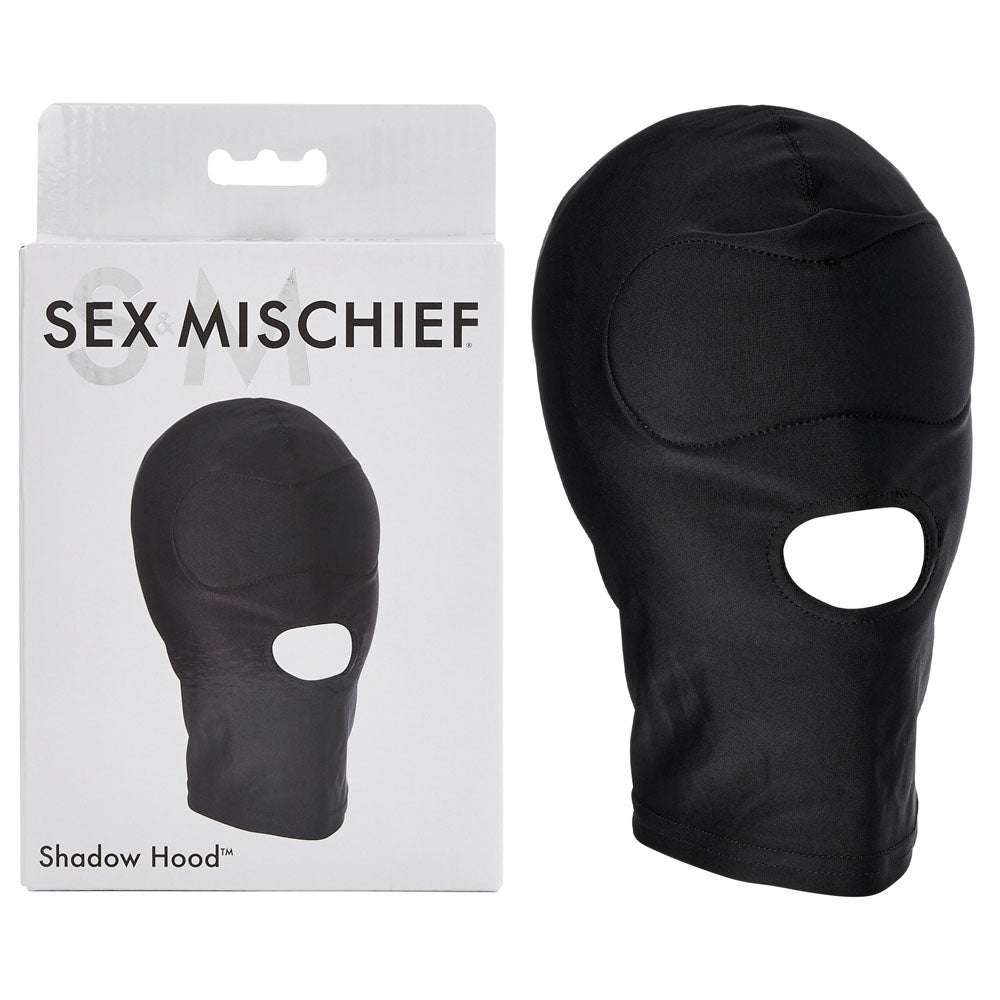Sex & Mischief Bondage Hood – Mouth Opening – Black