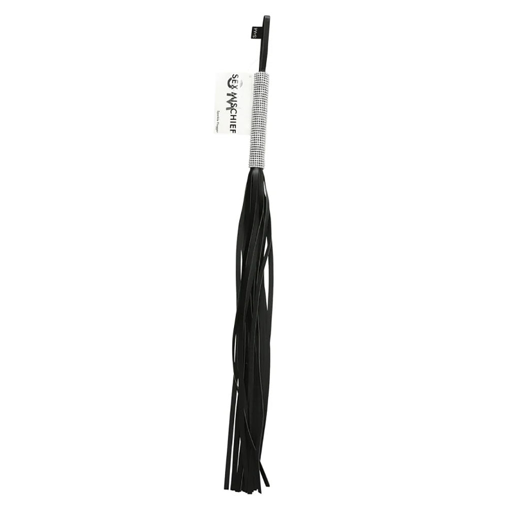 Sex & Mischief Sparkle Flogger - Black & Sparkle 78 cm Body-Safe Flogger Whip for Sensual Play