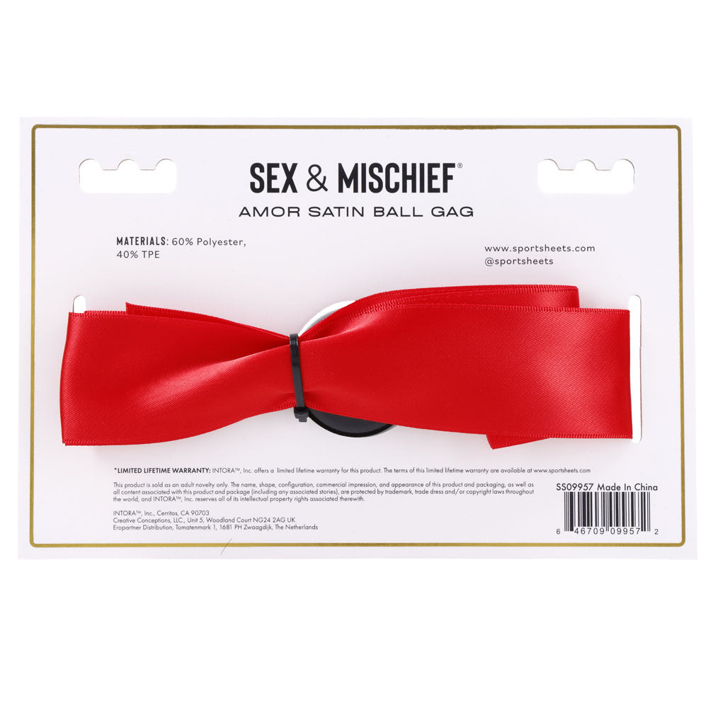 Sex & Mischief Amor red satin ball gag – image 9