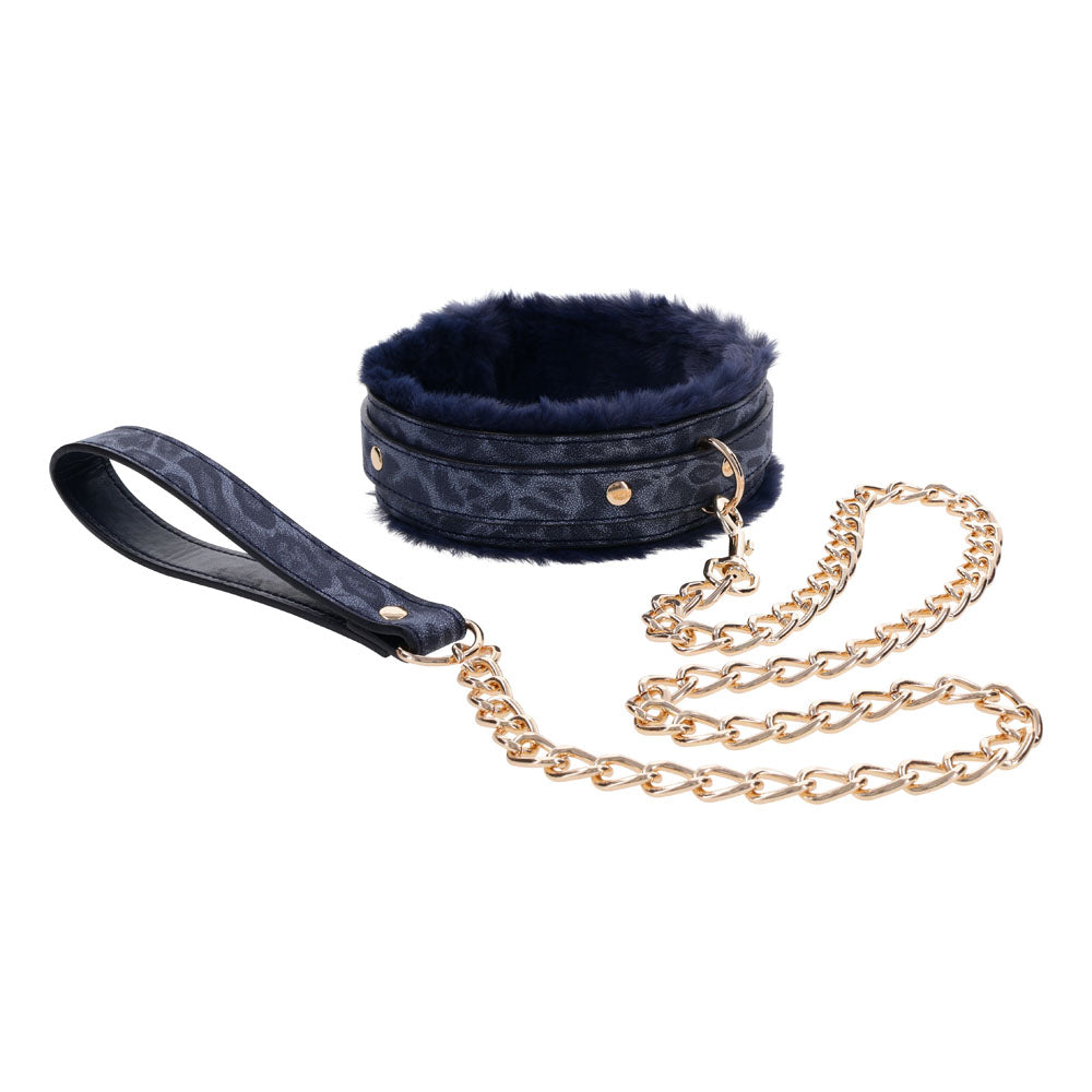 Sex & Mischief Cougar navy fur collar and leash – image 5