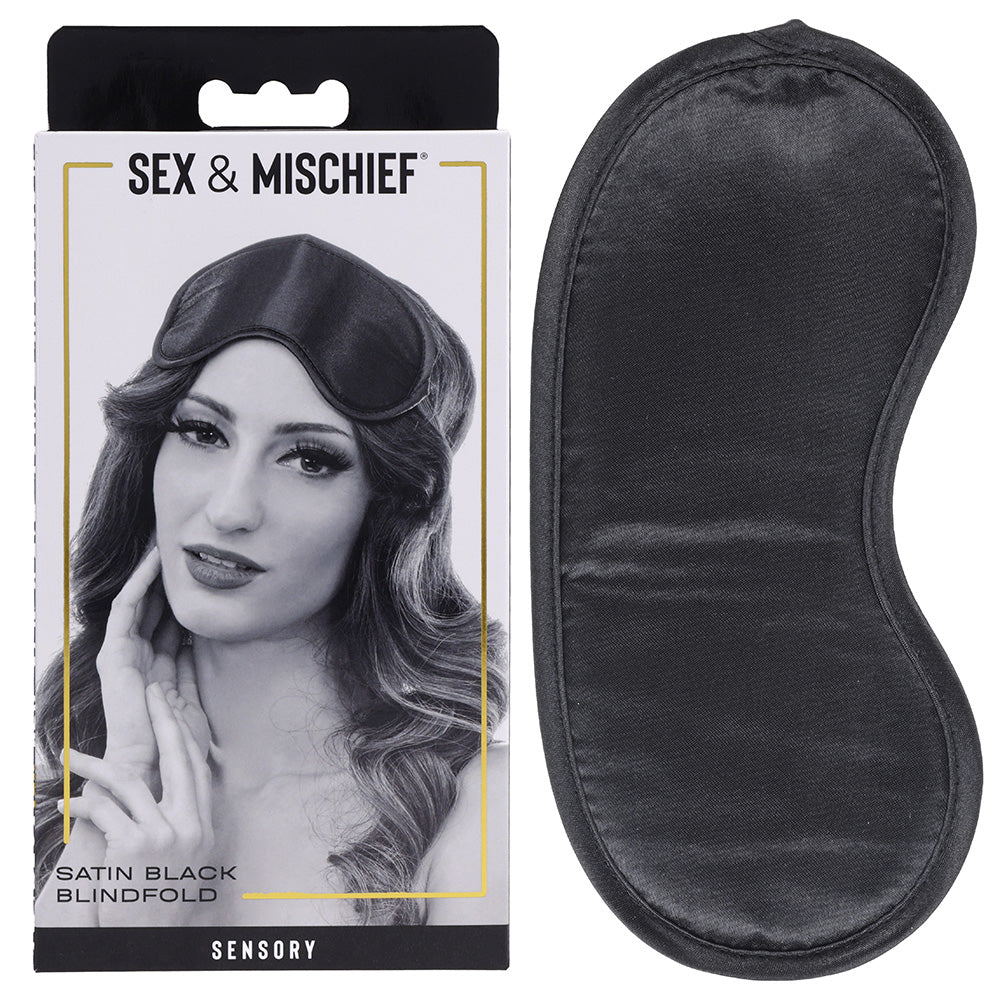 Sex & Mischief Satin Blindfold - Luxurious Black Eye Mask for Sensory Play and Relaxation
