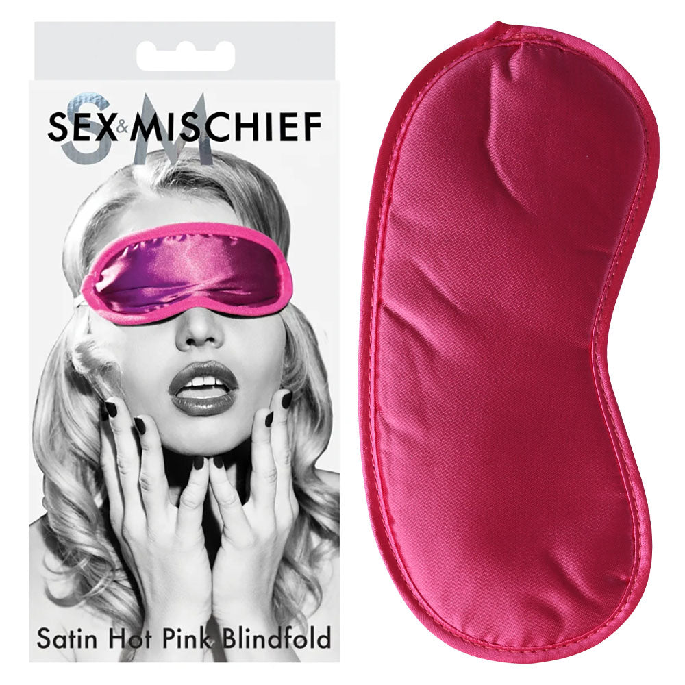 Sex & Mischief Satin Blindfold – Vibrant Hot Pink Eye Cover for Enhanced Sensory Play