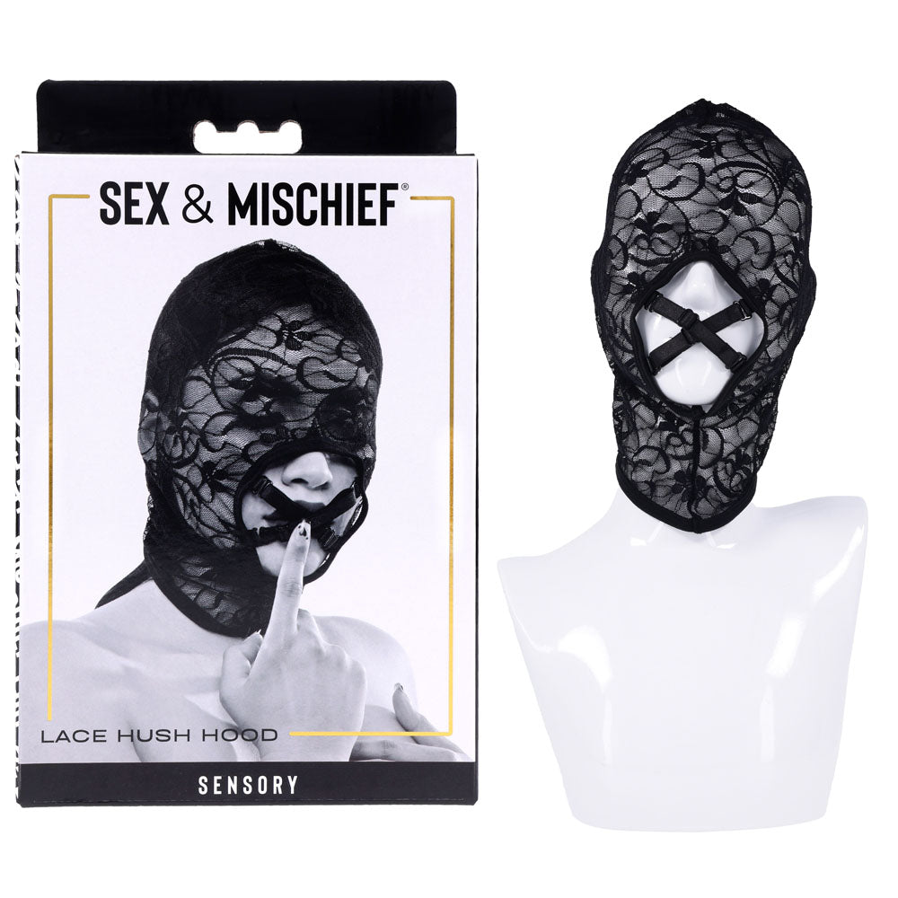 Sex & Mischief Lace Hush Hood - Black (Comfortable & Discreet, Perfect for Role Play)