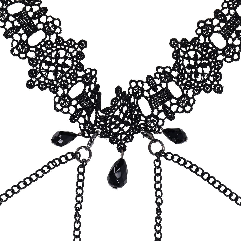 Sex & Mischief black lace collar with nipple ties – image 7