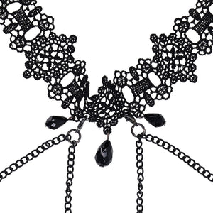 Sex & Mischief black lace collar with nipple ties – image 7