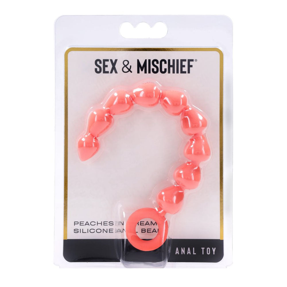 Sex & Mischief Anal Beads – Body-Safe Silicone – Peach – 23 cm