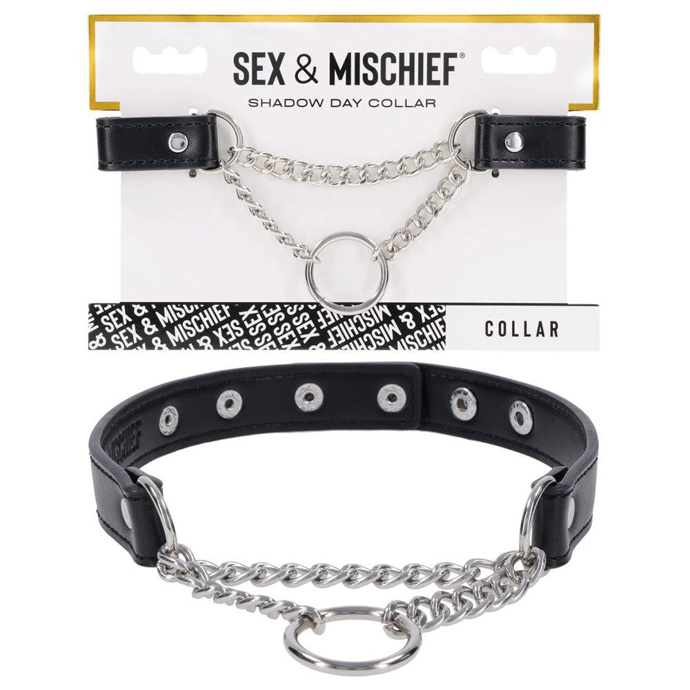 S&M Bondage Collar – Adjustable, Vegan Leather – Black