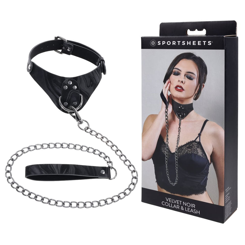 Sportsheets Bondage Toy – Velvet Collar & Leash – Black