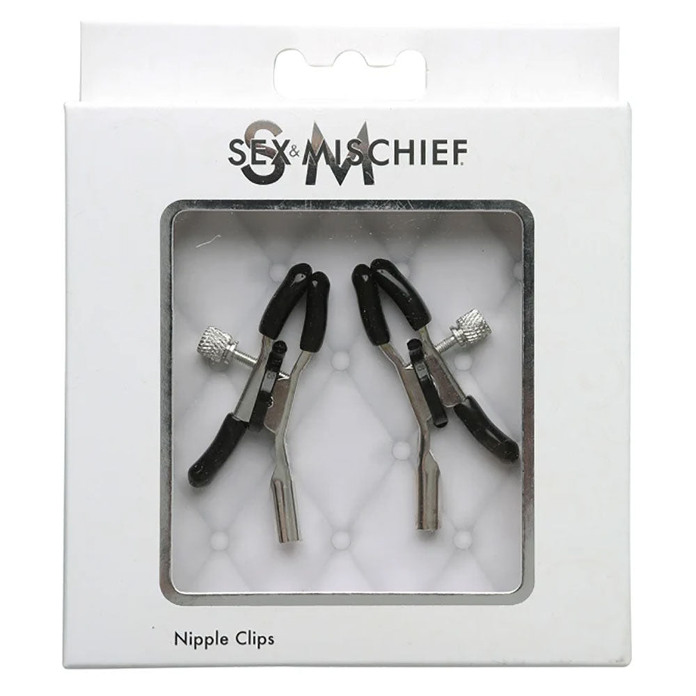 Sex & Mischief Bondage Toys – Adjustable Nipple Clips – Black – Set of 2