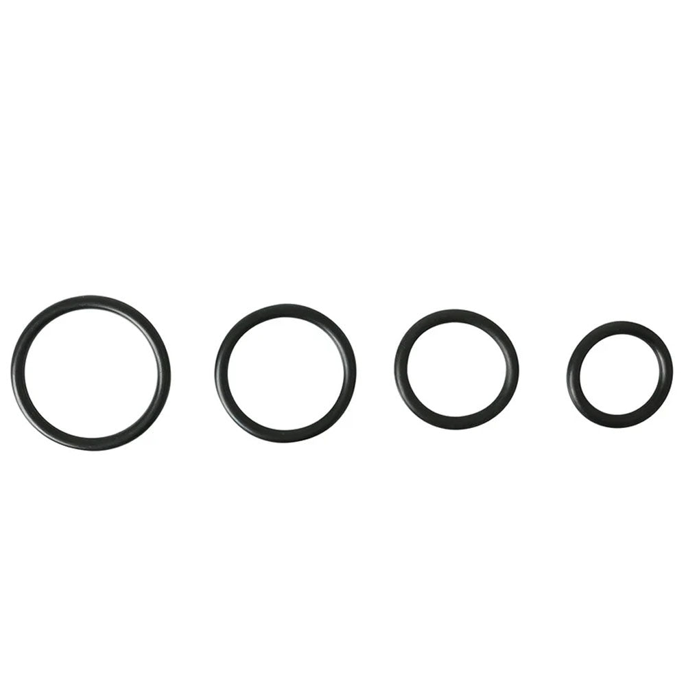 Sportsheets Cock Rings – Body-Safe Silicone – Black – 4 Pack