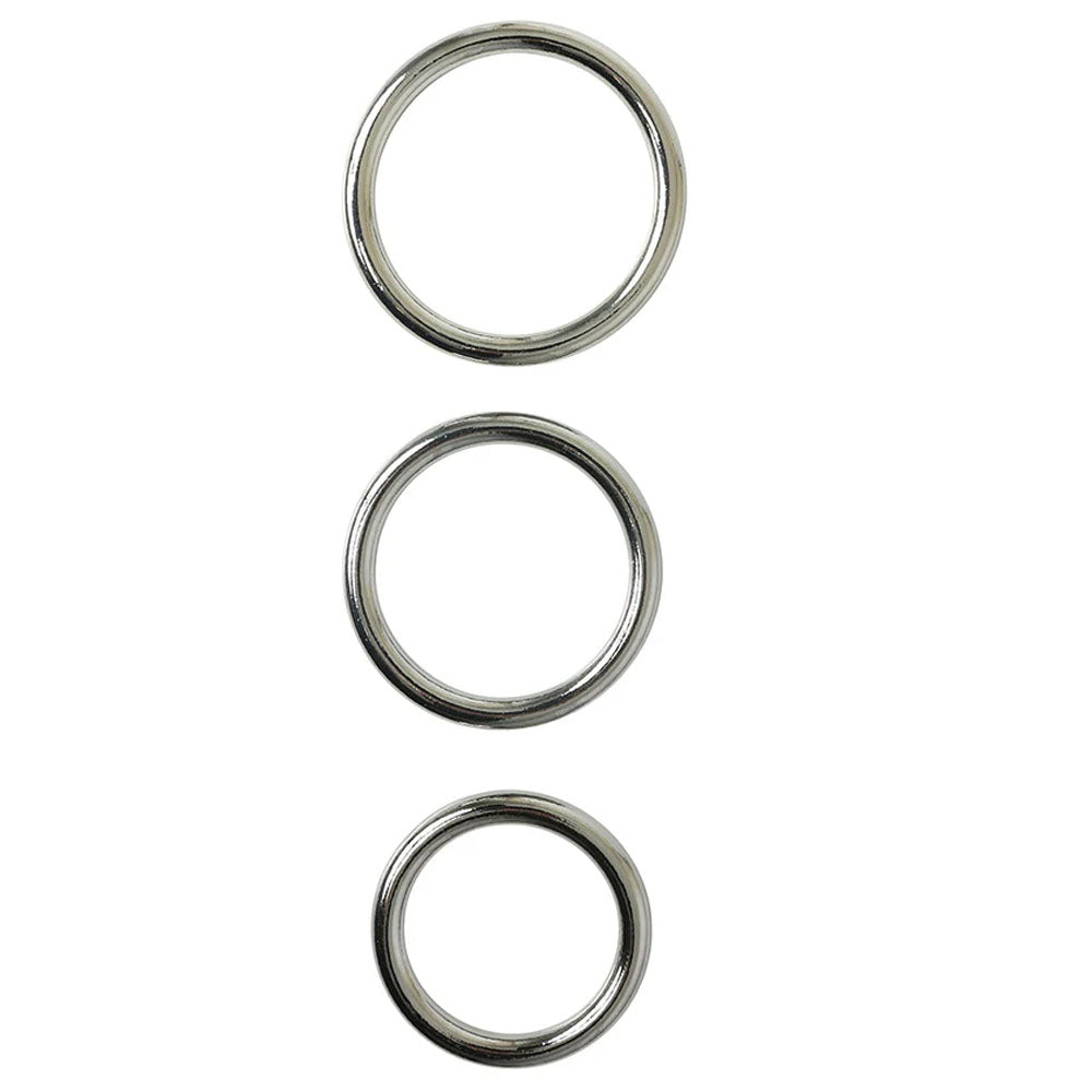 SPORTSHEETS Seamless Metal O-Ring Set - 3 Sizes of Durable Metal Rings for Enhanced Pleasure