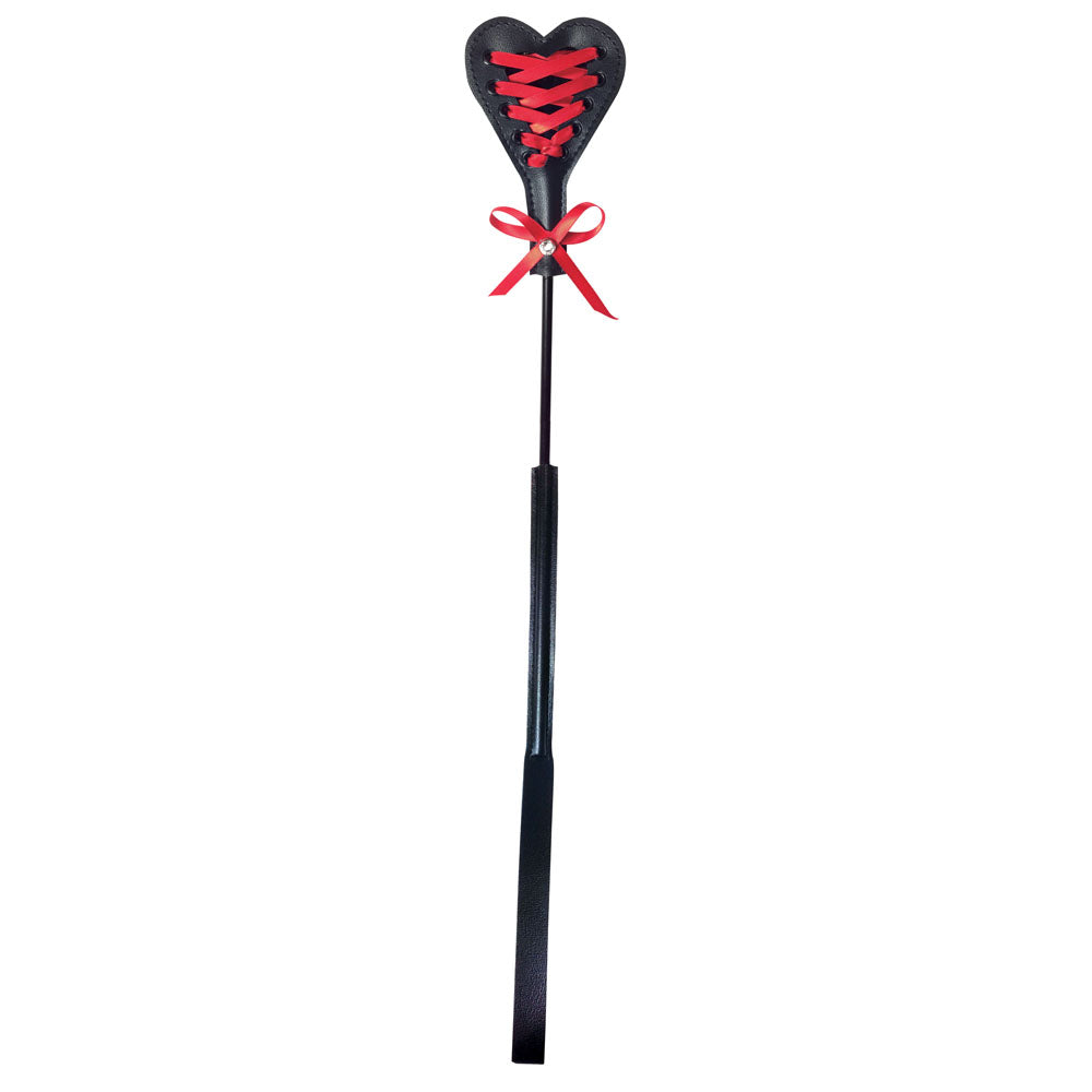 Sex & Mischief Bondage Toy – Heart Beat Crop – Black/Red – 37.5 cm