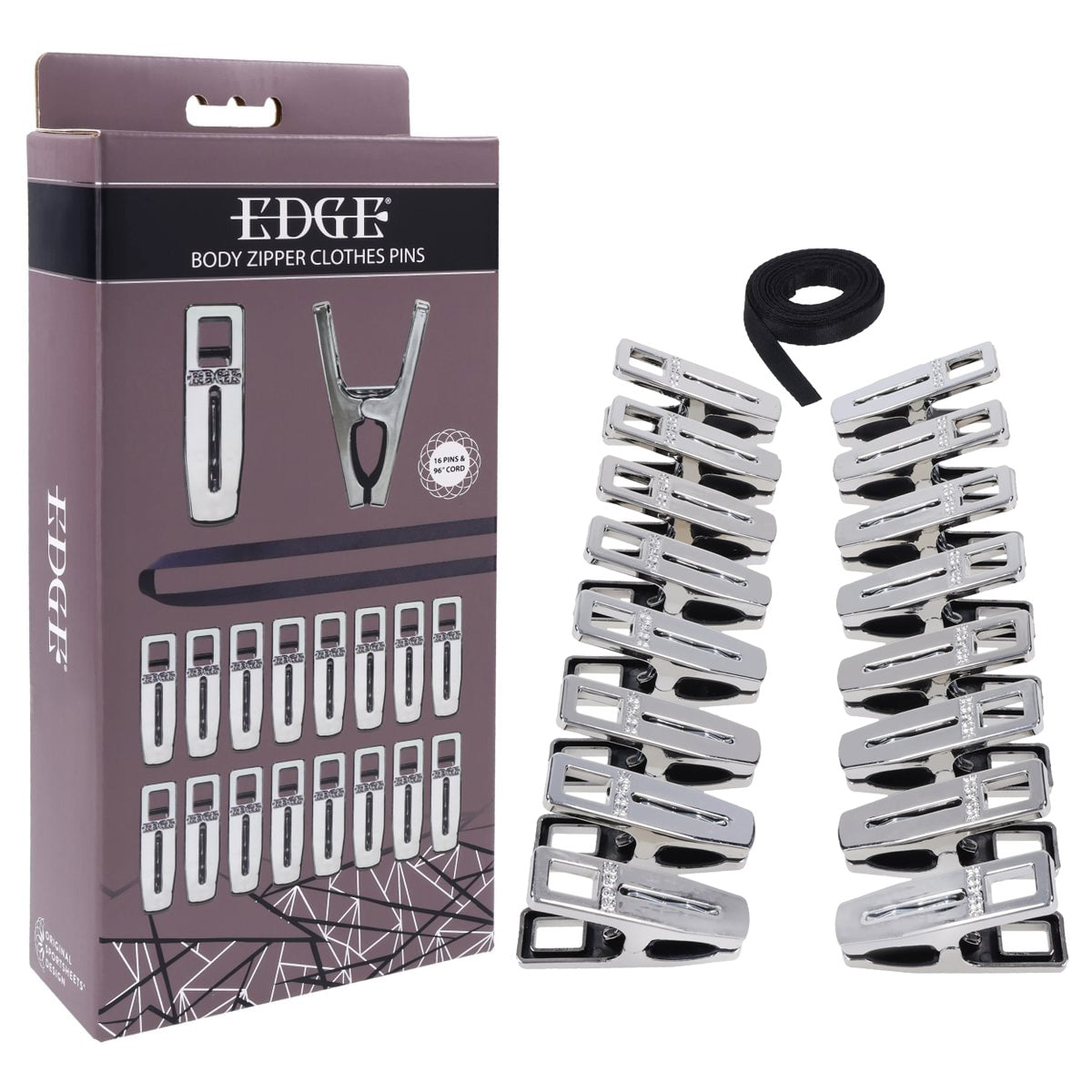 EDGE Bondage Toys – Chrome Zipper Clothes Pins – Set of 16