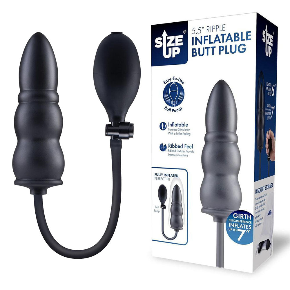 Size Up Anal Toy – Inflatable, 15.2 cm – Black