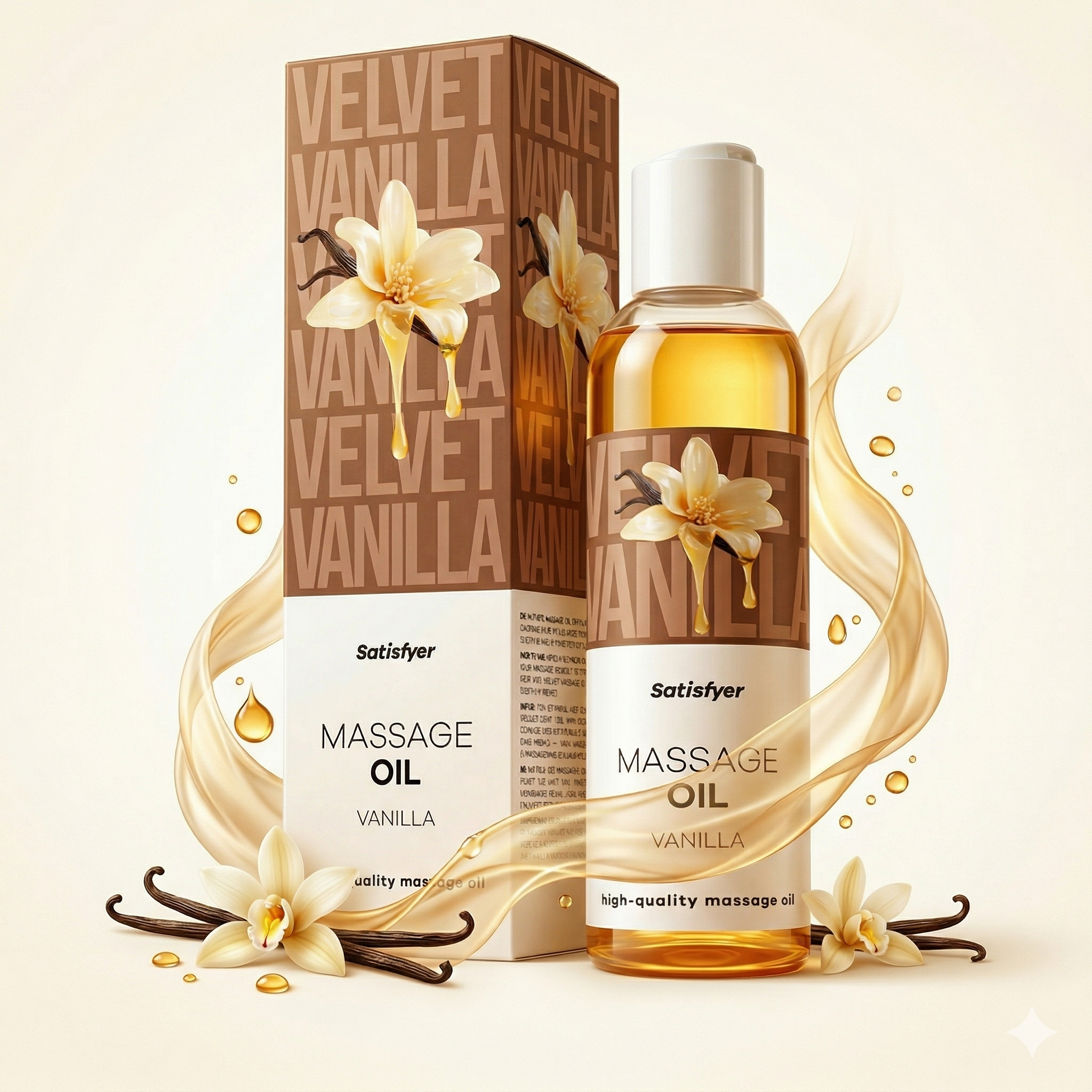 Satisfyer Vanilla Scented Massage Oil - 250 ml Bottle for Relaxation and Wellness