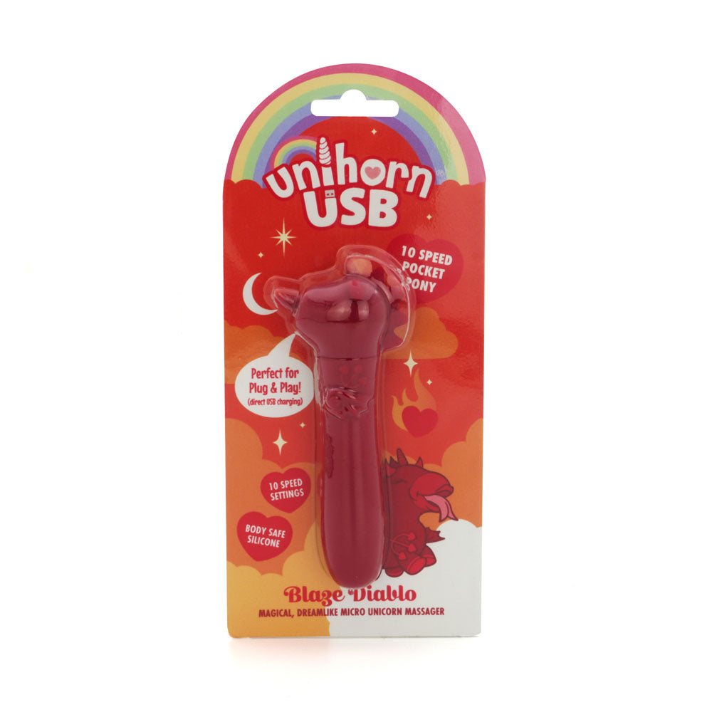 Unihorn - USB Rechargeable Vibrating Bullet - Blaze Diablo Red - Body-Safe Wellness Toy