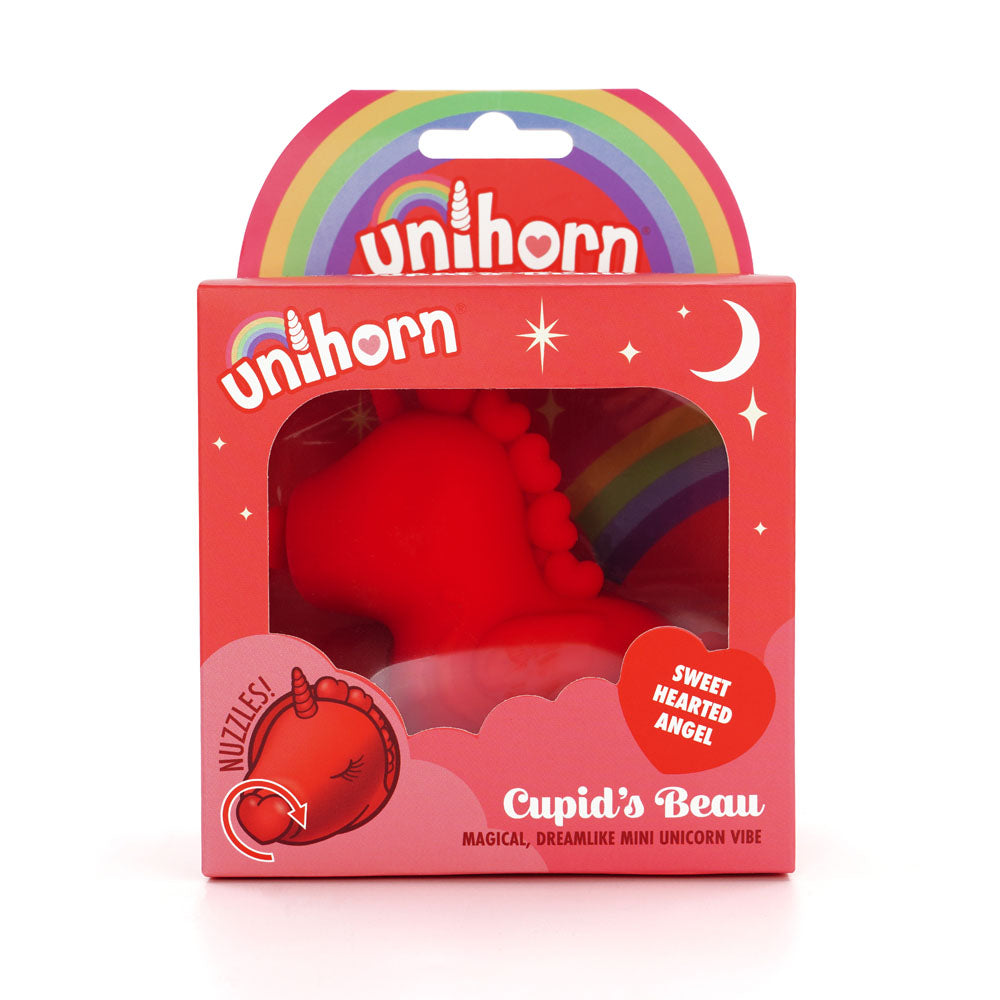 Unihorn - Cupid's Beau - Red USB Rechargeable Heart-Shaped Stimulator for Enhanced Pleasure