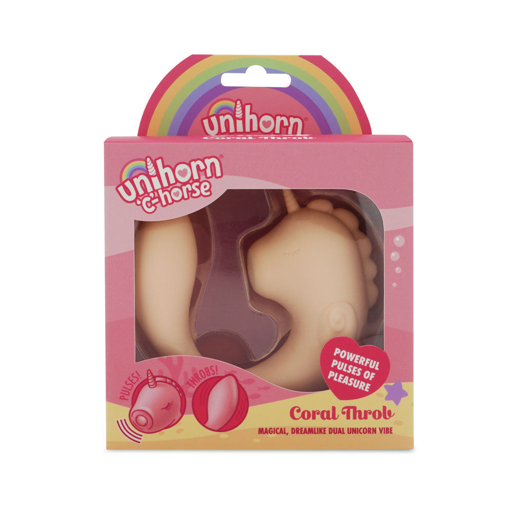 Unihorn Vibrator – USB Rechargeable, Body-Safe Silicone – Coral – Dual Function