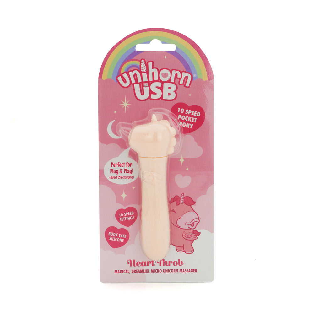 Unihorn - USB Rechargeable Vibrating Bullet - Heart Throb - Coral - Body-Safe Wellness Toy