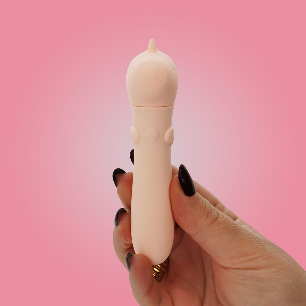 Unihorn - USB Rechargeable Vibrating Bullet - Heart Throb - Coral - Body-Safe Wellness Toy
